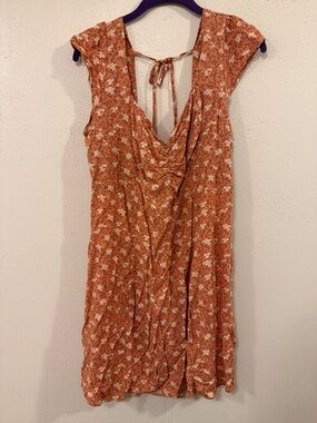 Aeropostale Rust Floral Tie-Back Mini Dress